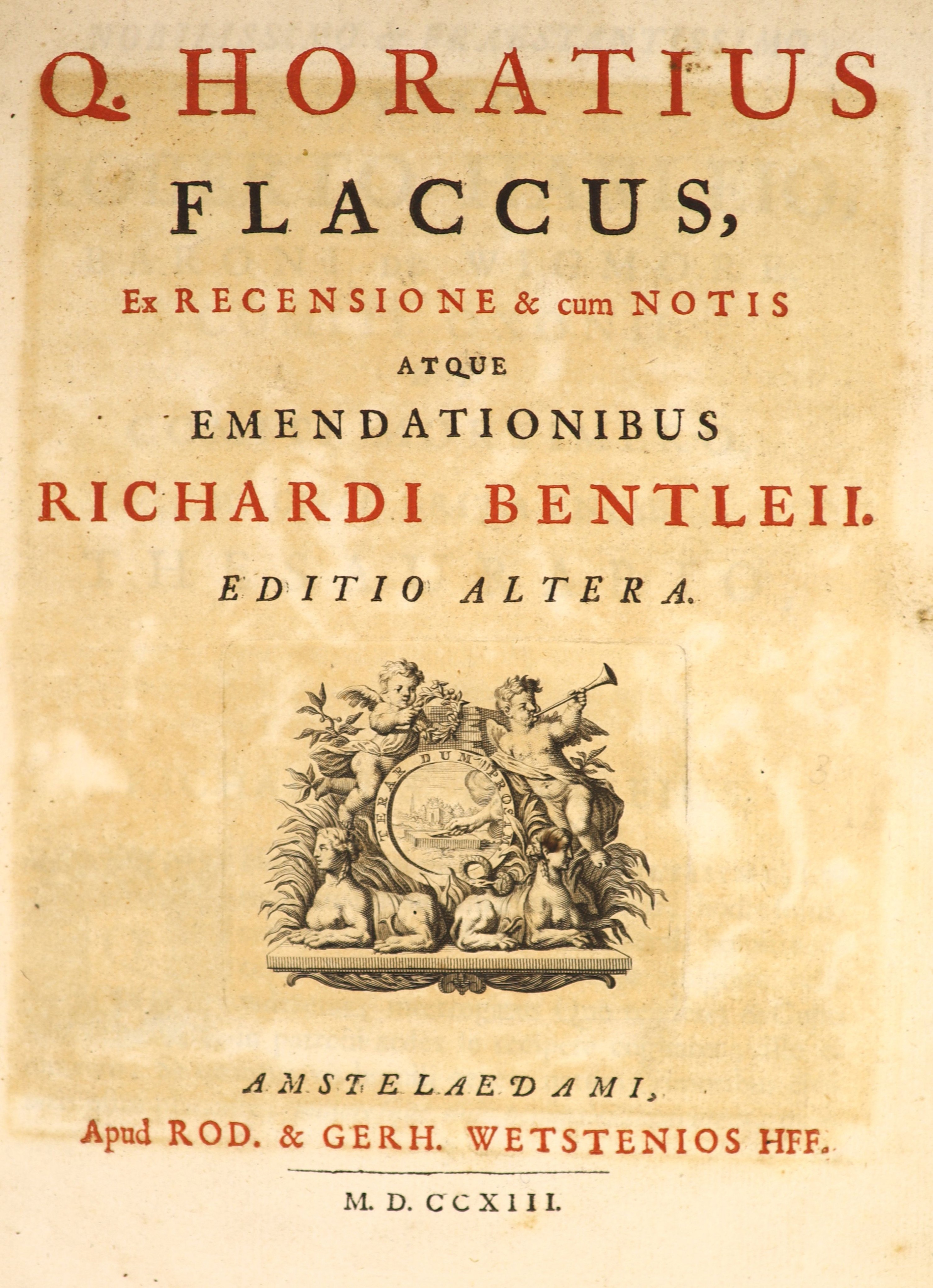 Horace. Ex. Recensione cum Notis atque Emendationibus Richardi Bentleii. editio altera.